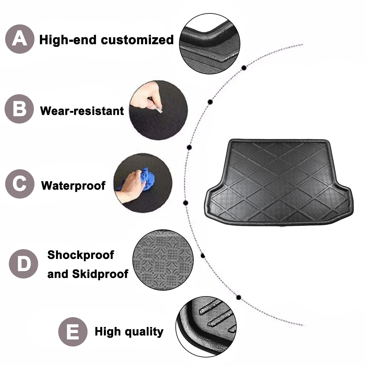 Car Floor Mat Carpet For Toyota RAV4 2007 2008 2009 2010 2011 2012 Rear Trunk Anti-mud Cover