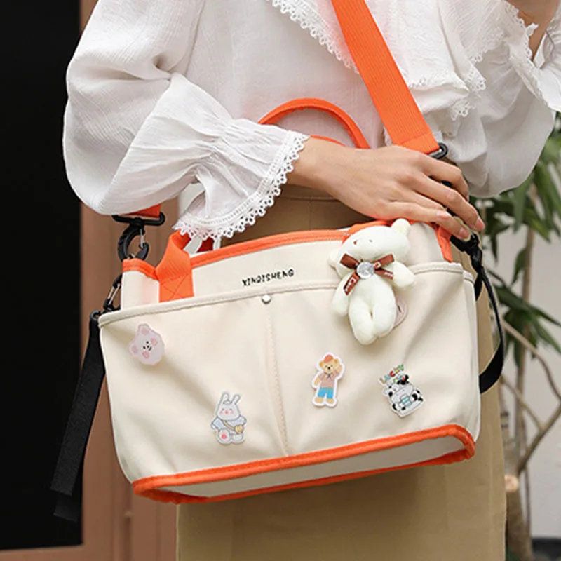 

Korean Mommy Bag Nylon Handbag Dry Wet Separation High-Capacity One Shoulder Crossbody Bag Baby Diaper Bag Stroller Storage Bag