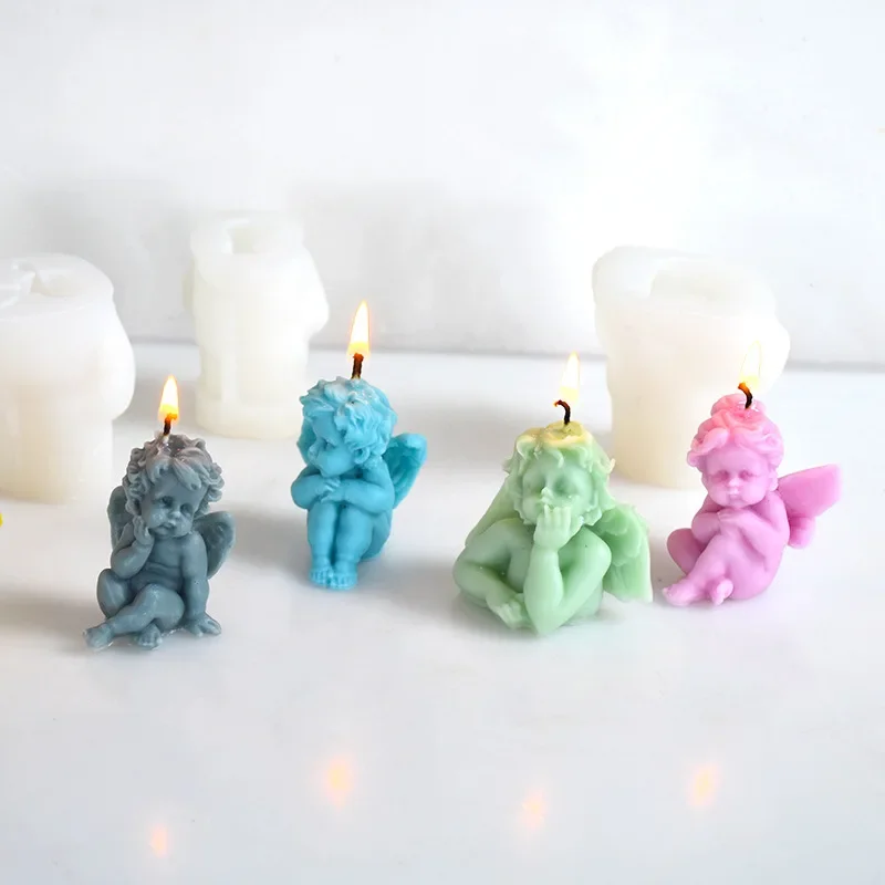 Different Styles Angel Silicone Candle Mold 3D Cute Angel Soap Aromatherapy Plaster Resin Crafts Molds Home Handmade Gift