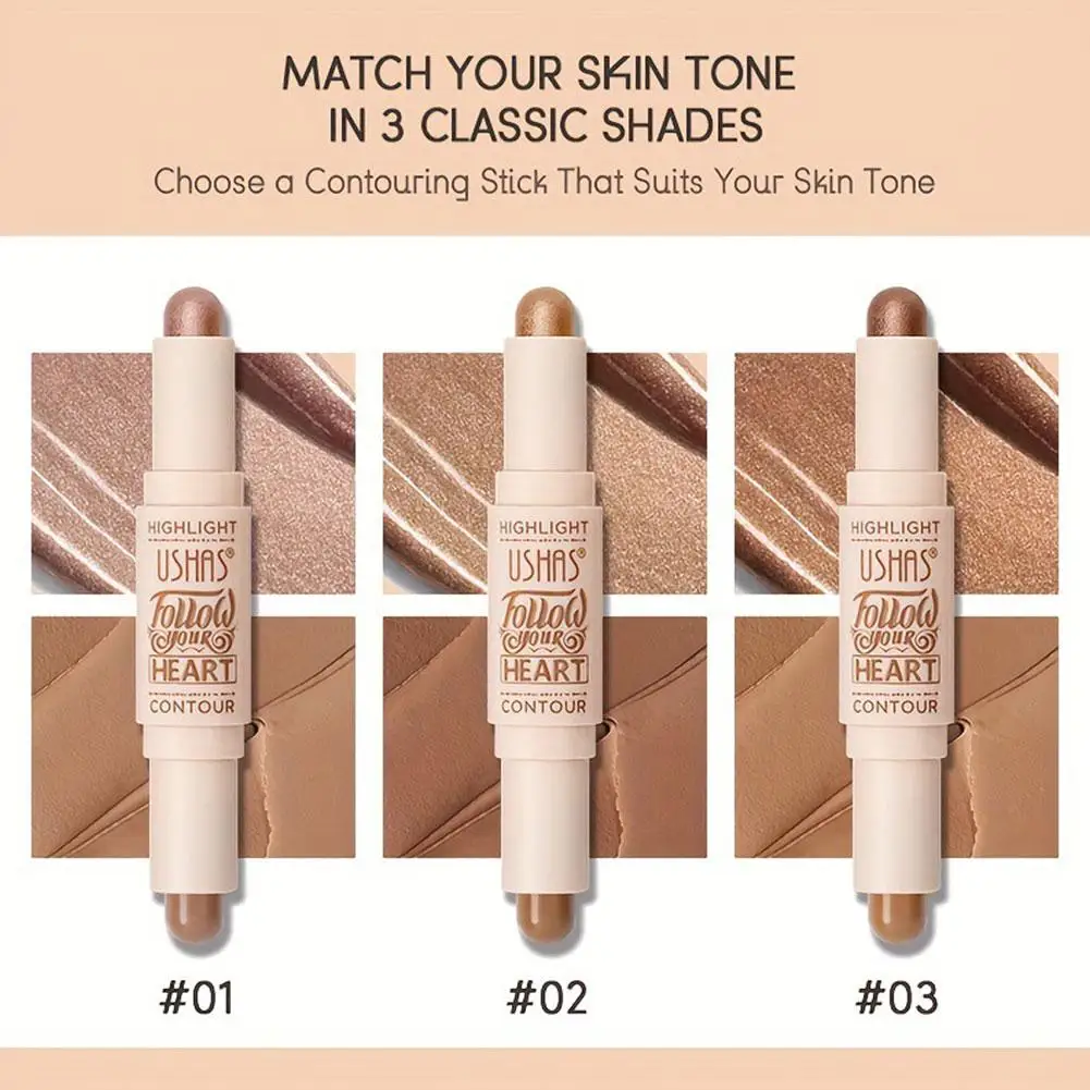 2 IN 1 Shimmer Bronzers Contour Stick Waterproof Multi-purpose Highlighter Shaping Shadow Face Modify Concealer Pen