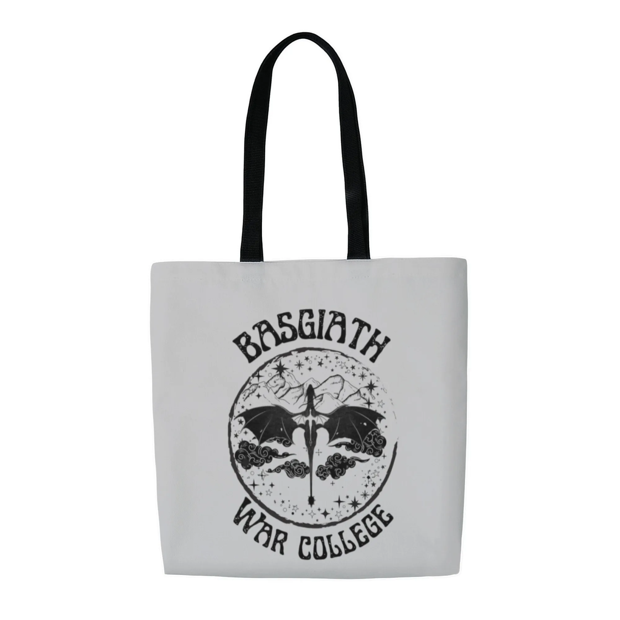 حقيبة تسوق متينة من القماش Basgiath War College حقيبة تسوق قابلة لإعادة الاستخدام بطباعة تنين خيالية أنيقة للاستخدام اليومي والكتاب #6