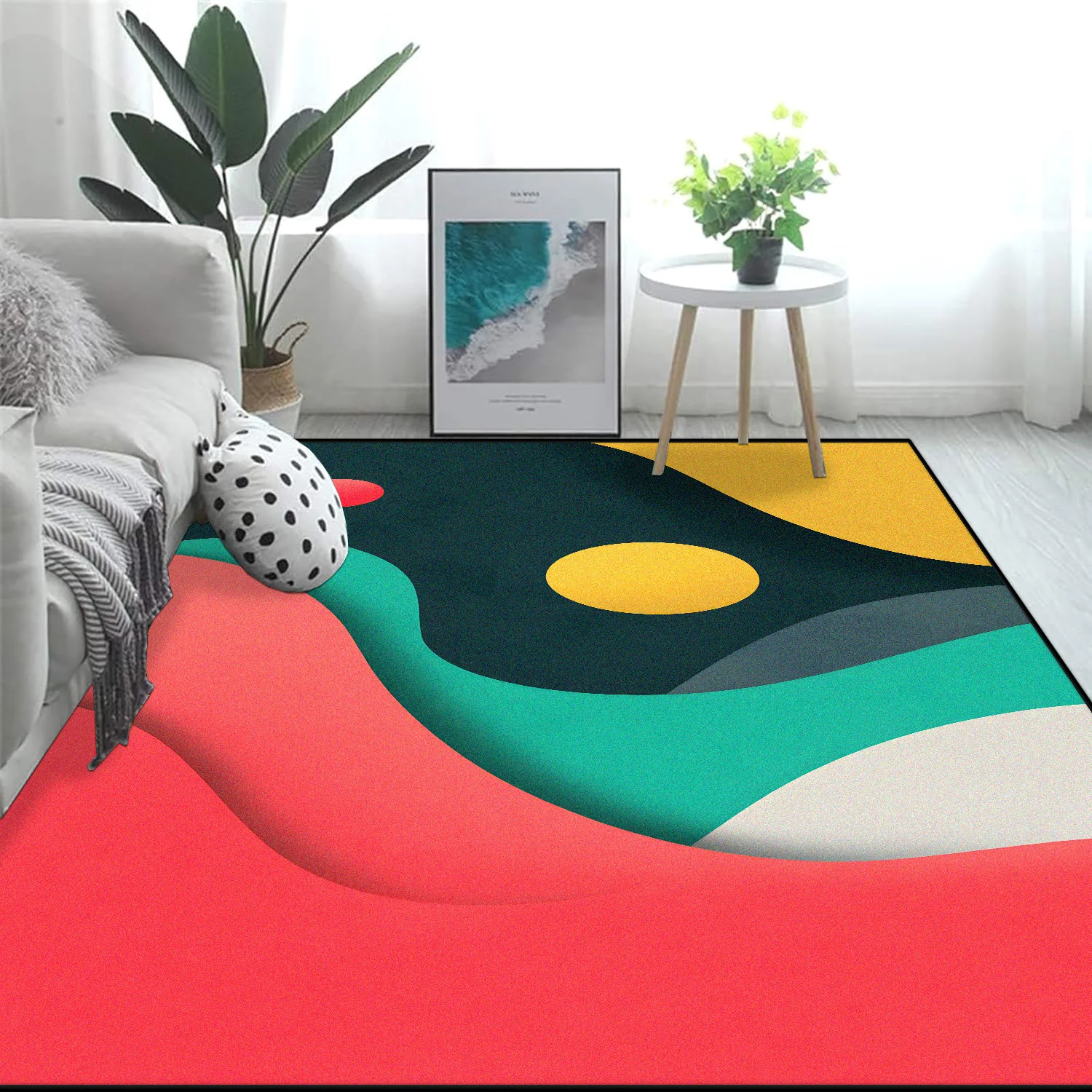 Colorful Abstract Pattern Carpet Playground Living Room Non-slip Large Area Rug Bedroom Soft Easy To Clean Floor Mat Cloakroom