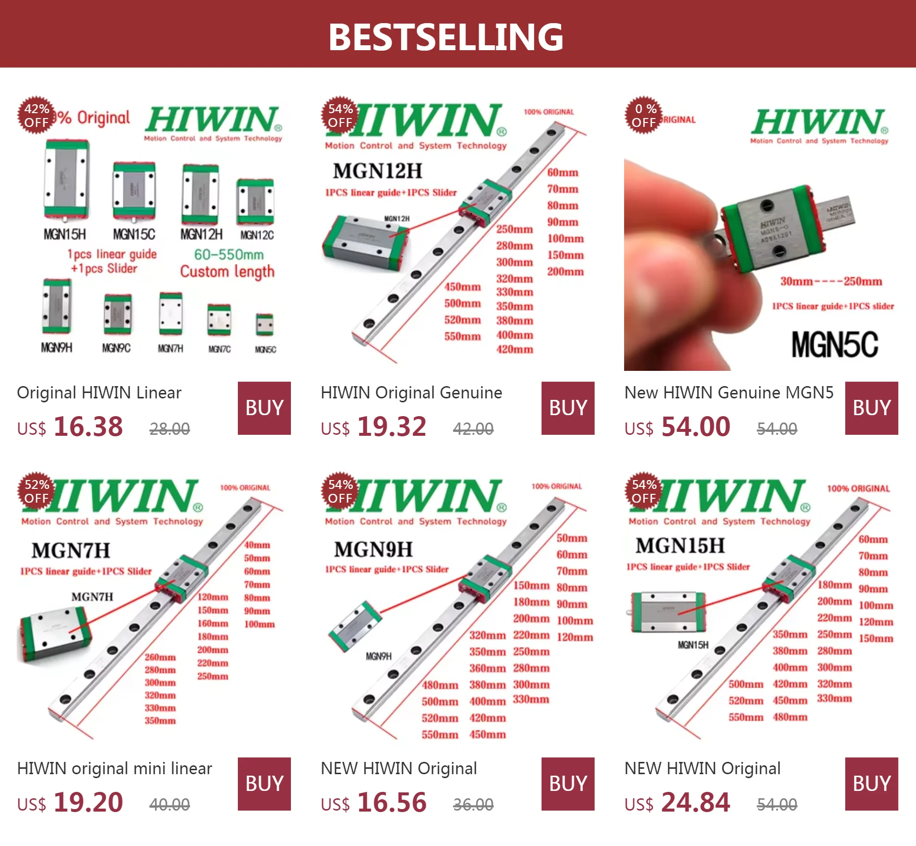 Original HIWIN MGN7H Linearführungsschienen-Gleitblock-Set 7mm Breite CNC-Maschine 3D-Drucker Linearführungsschiene – Detail 3