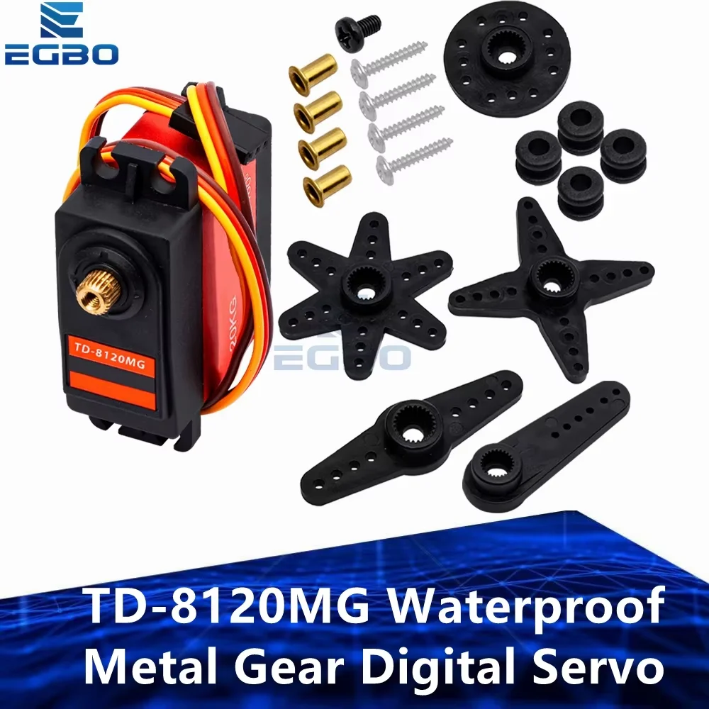 EGBO TD-8120MG أجهزة رقمية مقاومة للماء: عزم دوران عالي 20 كجم و180 °   زاوية الدوران – لسيارات RC والمركبات النموذجية