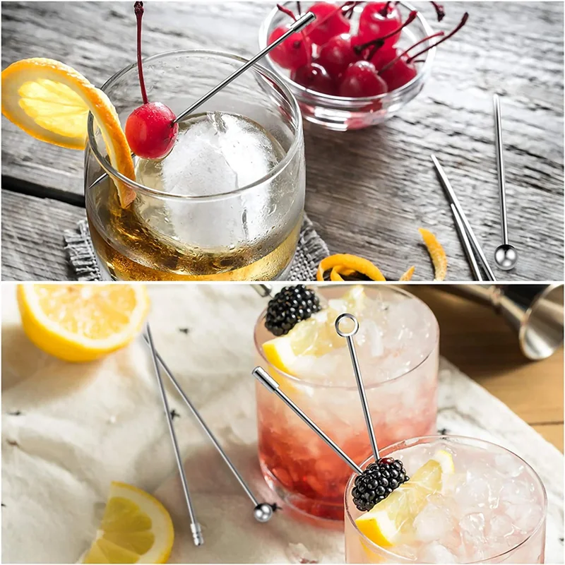 Cocktail Sticks Cocktail Picks Appetizer Stainless Steel Skewers for Toothpicks Sticks Fruit Metal Toothpick Stick 16Pcs