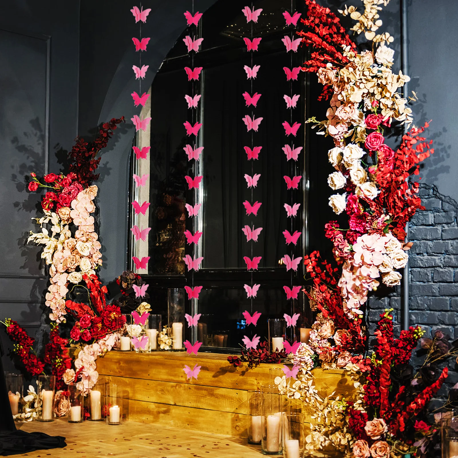 

4pcs Pink Hanging Romantic Decorations Wall Decor Soft Birthday Party Wedding Butterfly s Girls Theme Streamers