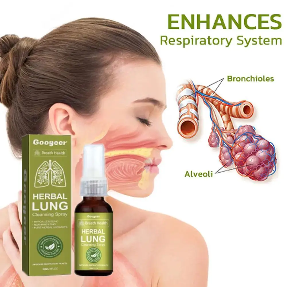 

New Googeer Herbal Lung Cleansing Spray Breath Detox Herbal Lung Cleanse Spray, Herbal Lung Cleanse Mist - Powerful Lung Support