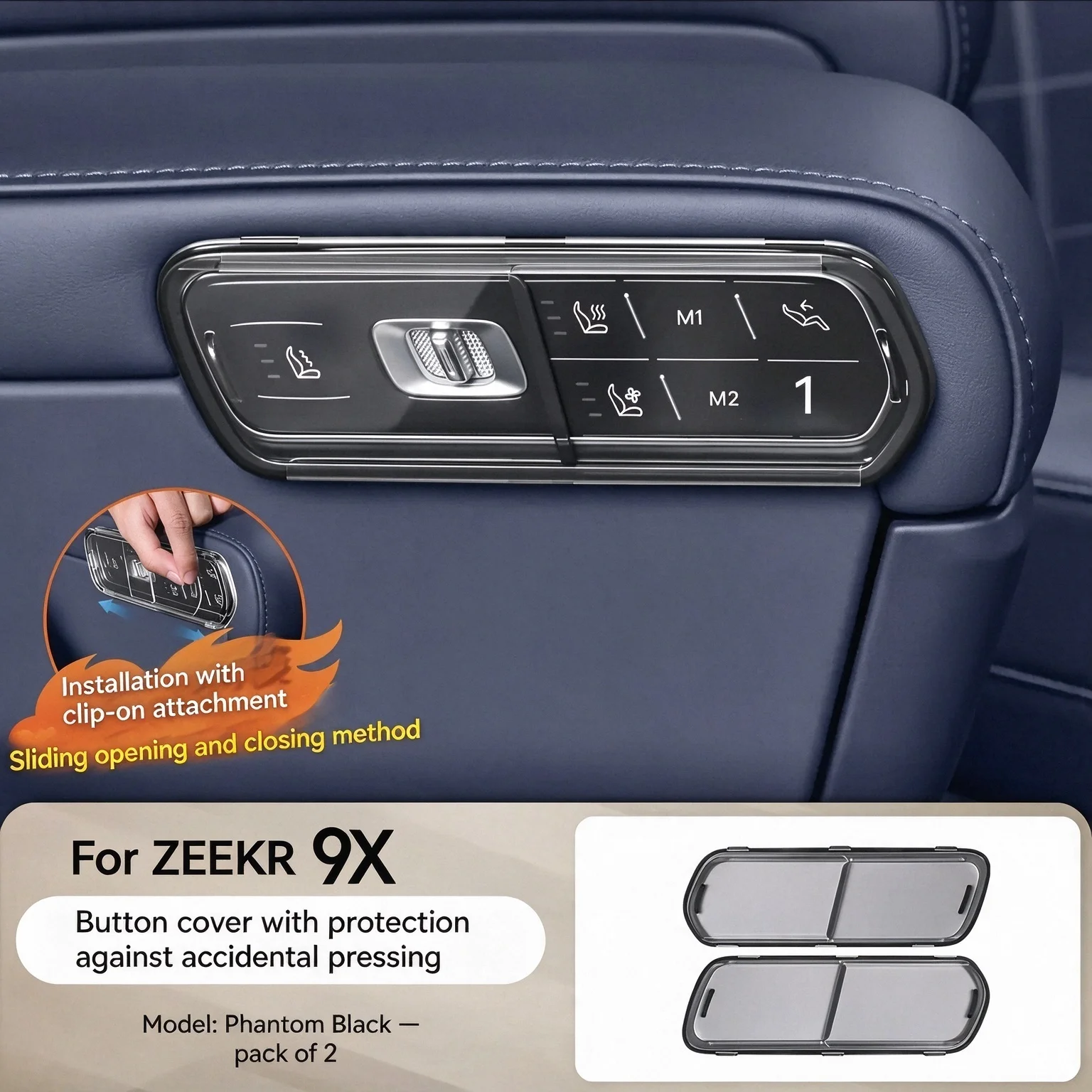 For ZEEKR 9X Seat button cover，Anti-touch
