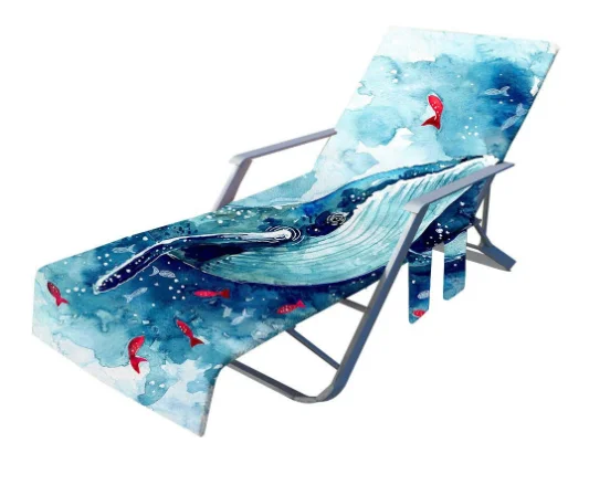 Cross Border Exclusive Cartoon Marine Animal Digital Printing Beach Chair Cover, Lounge Chair Beach Towel