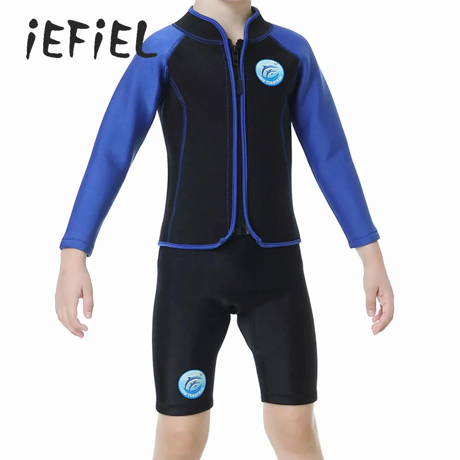 

2.5MM Neoprene Girls Boys Wetsuit Professional Two Piece Thermal UV Protection Surfing Shorty Diving Bathing Snorkeling Suit