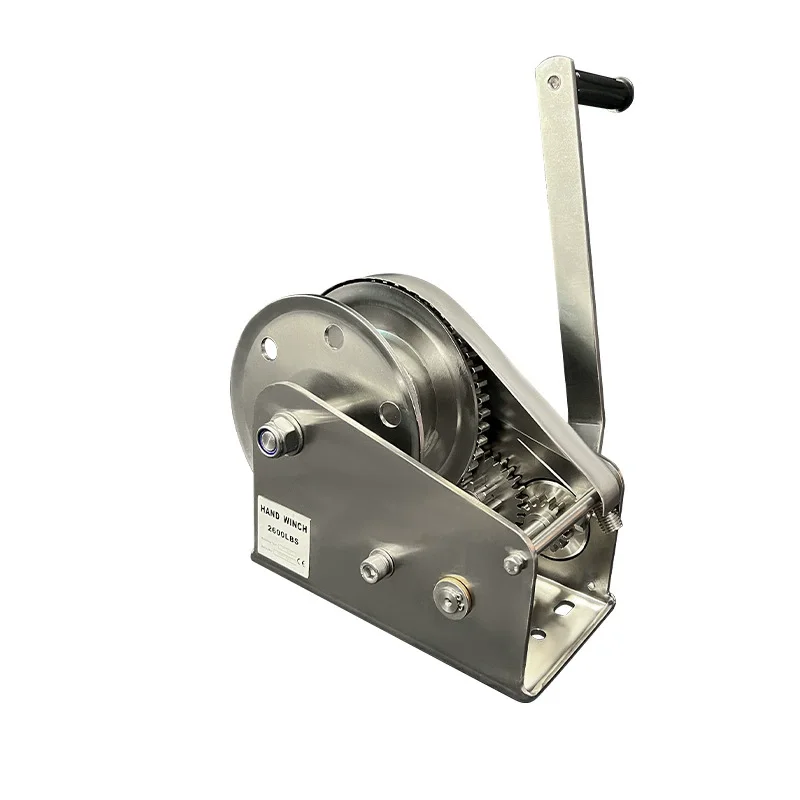 Stainless Steel Manual Winch, 1200lbs 2600lbs Hand Cranked Winch Hoist, Bi-Directional Self-Locking Hoist