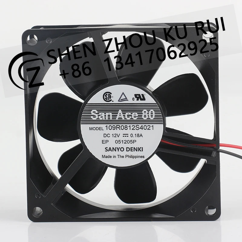 New Sanyo 5V 24V 48V DC 12V 0.18A AC EC 8025 80X80X25MM 8CM axial flow ball bearing inverter Low noise 109R0812S4021 Cooling fan