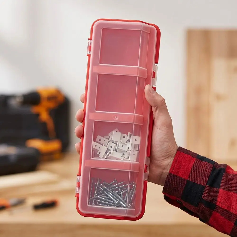 

3 PCS 4 Compartment Screw Organizer Box Classified Storage with Lid Parts Storage Box Save Space PP Hardware Accessory Case