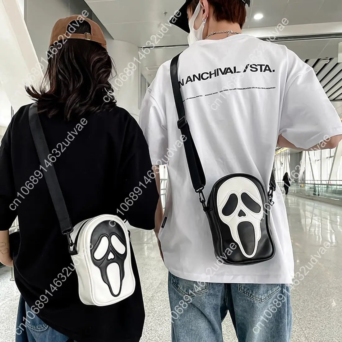 Scream PU Crossbody Purses Gothic Sling Shoulder Bags with Adjustable Straps Unisex