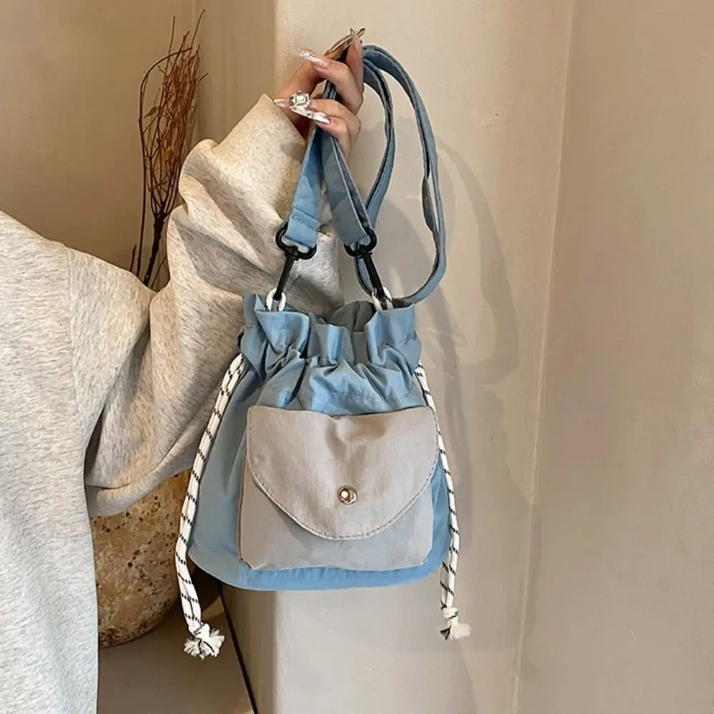 

Fashion Lightweight Shoulder Bag with Pocket Commute Oxford Crossbody Bag Large Capacity Mini Drawstring Bag Girls