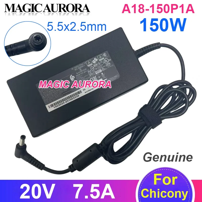 

Original Chicony A18-150P1A Power Adapter 20V 7.5A 150W A150A053P Power Supply for Hasee Z7Z8 Rainbow X15 Laptop Charger New