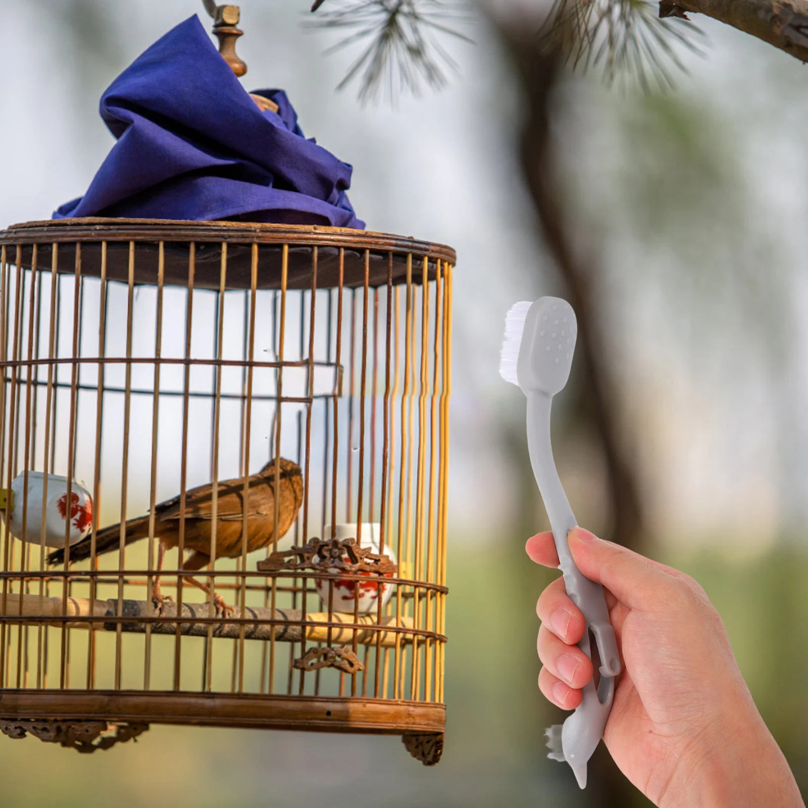 

3Pcs Bird Cage Cleaning Brush Dual Head Soft Bristle Essential Cleaner Long Handle Birdcage Cleaning Supplies Pet Cage Tools