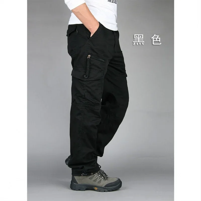 Cotton Men's Cargo Pants Spring Autumn Casual Multi Pockets Long Trousers for Men Straight Slacks Military Tactical Pants Y2k