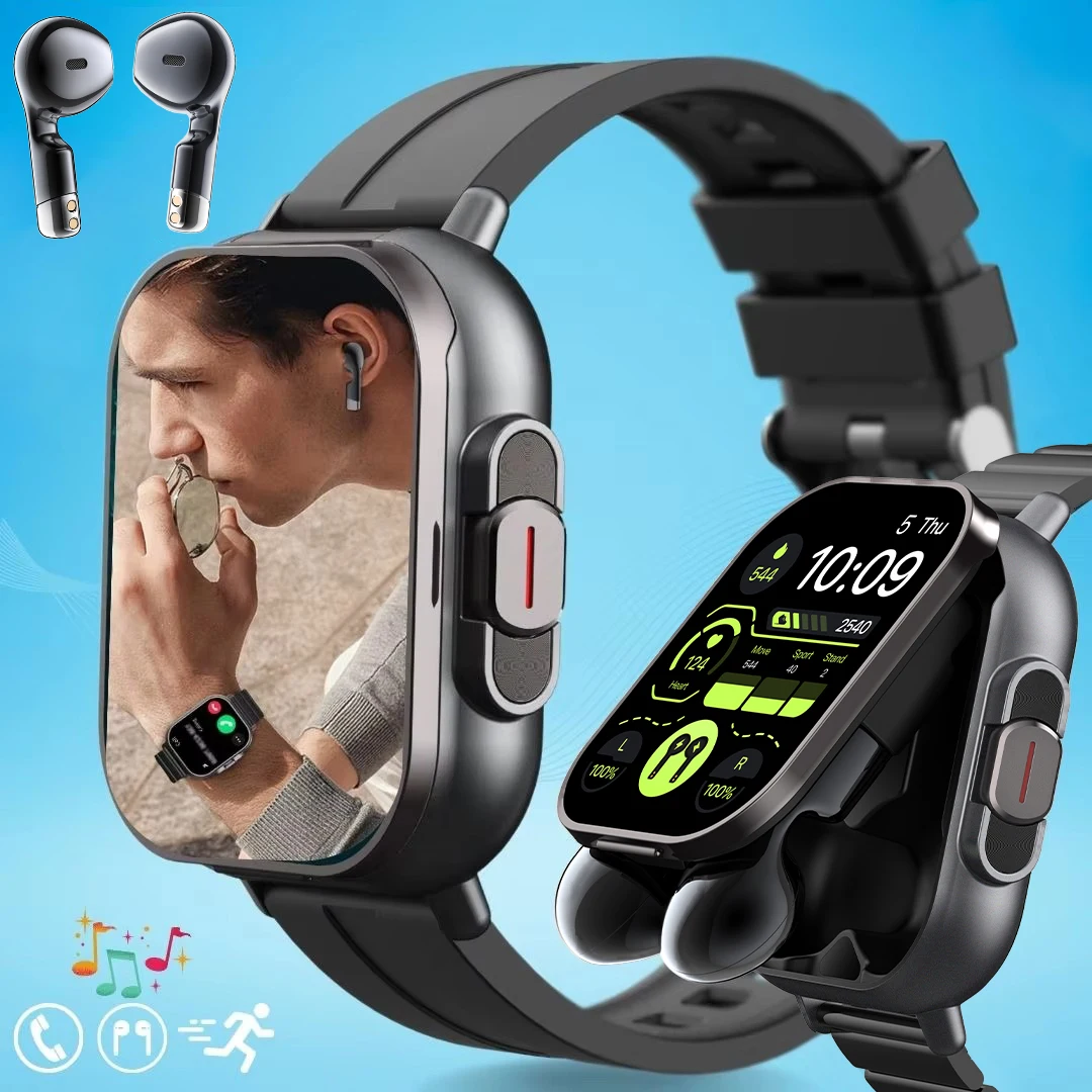 

New Smartwatch TWS 2-in-1 Headphone Bluetooth Call NFC Heart Rate Health Monitor Music Smart Watch with Earbuds for Android iOS