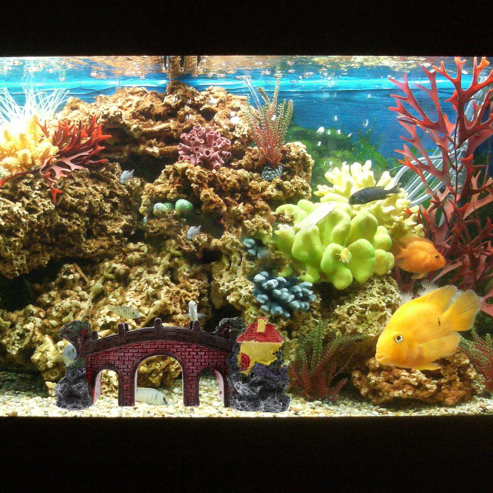 

Large Aquarium Bridge Pavilion Resin Craft Fish Tank Decoration Artificial Bridge Ornament for Aquariums Aquarium Decor