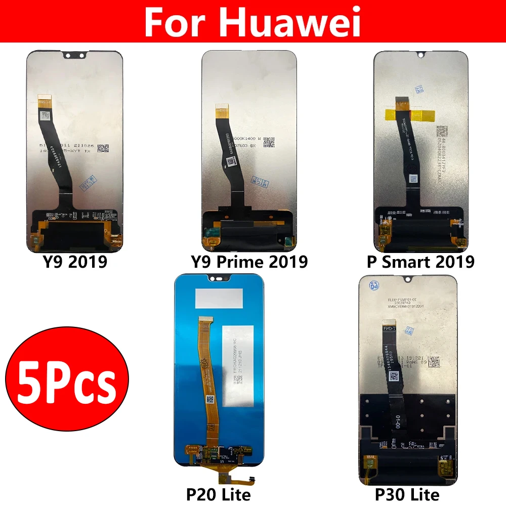 

5Pcs，NEW Tested For Huawei P20 P30 Lite P Smart 2019 Y9 Prime 2019 LCD Display Touch Screen Digitizer Assembly Repair Parts