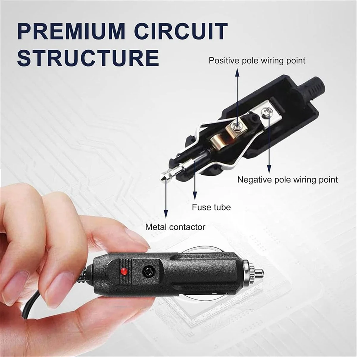 12V Car Refrigerator Power Cable, 2M Fridge Freezer Extension Cable with Cigarette Lighter Adapter for Fridge Heater B