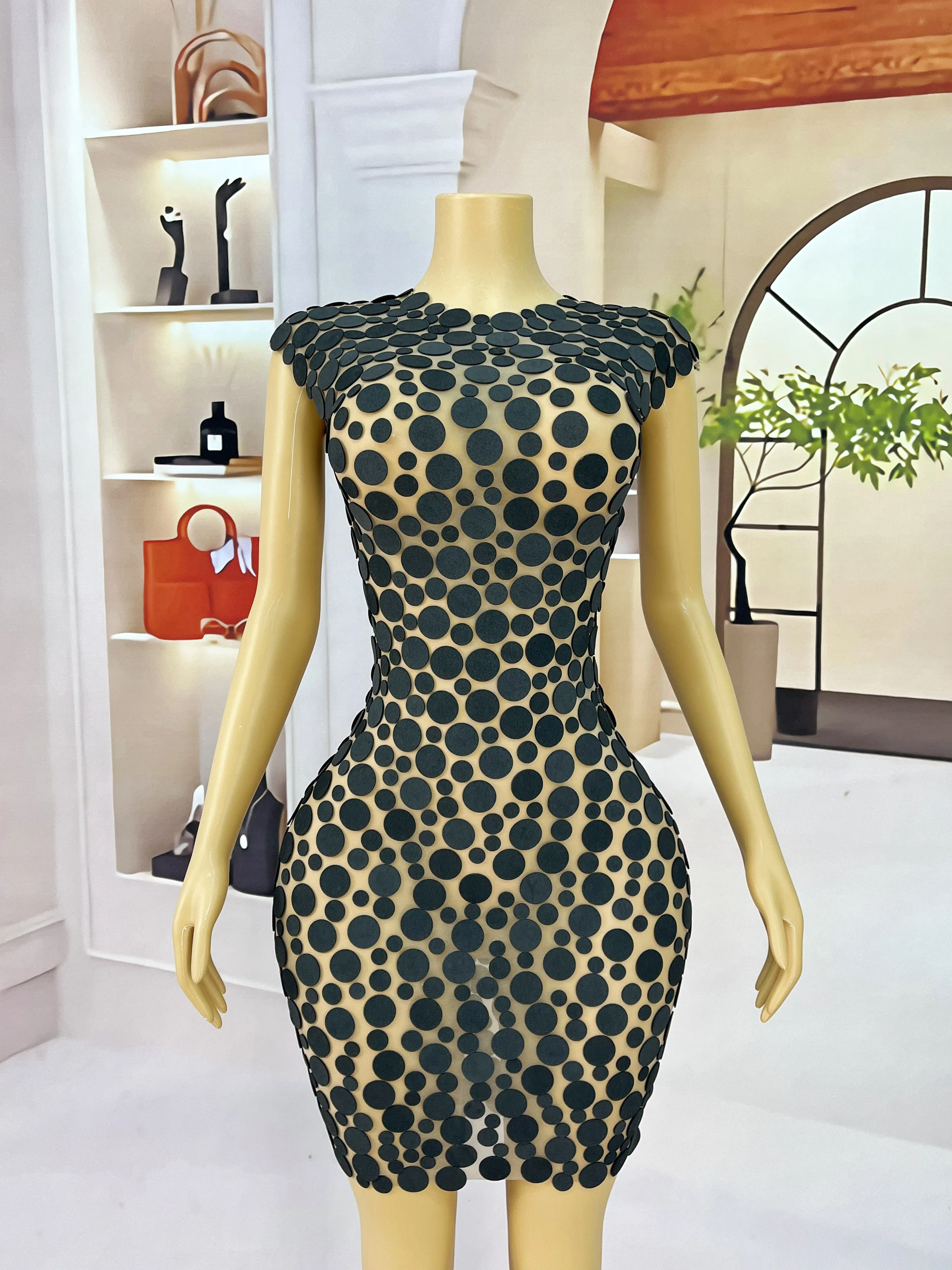 Fashion Designed Special Besties\' outfit Points Foam Dress Women Birthday Evening Celebrate Costume Singer Stage Perform xiaoxue