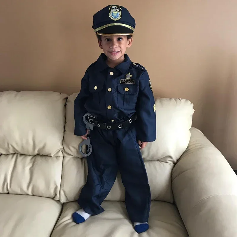 Kids Cosplay Movie&tv Police Officer Costume Sets Unisex 2023 Boys America Police Halloween Carnival Dress Up Party Stage Show