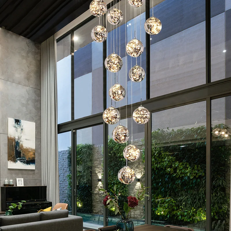 

Starry Pendent Lamp Modern Luxury Villa Double Stairs Nordic Simple Apartment Living Room Ceiling Lamp