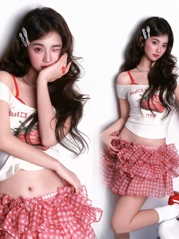 

New Sweet Girl Style Lace Halterneck Set Cake Skirt Multi-layered Dress Photography Studio Photography Clothing