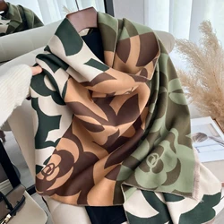 Camellia flower Scarf Pashmina Cashmere Short Beard Soft Comfortable Wrap Shawl Autumn Winter Elegant Coldproof Warm Scarf Shawl