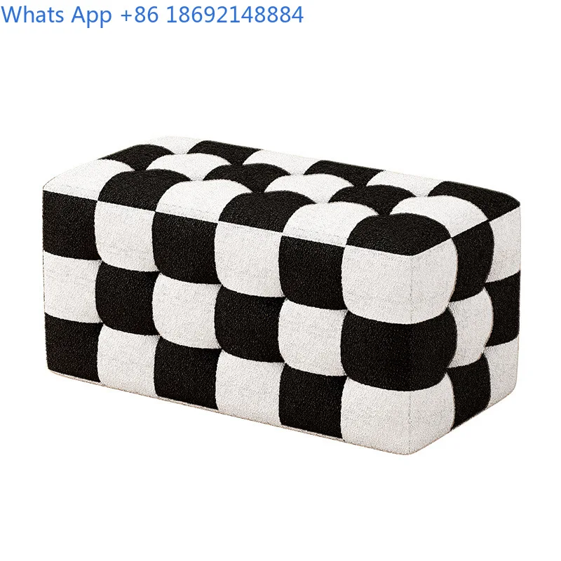 Checkered Entry Shoe Bench Closet Sofa Stool Simple Living Room Low Seat Home Makeup Vanity Stool
