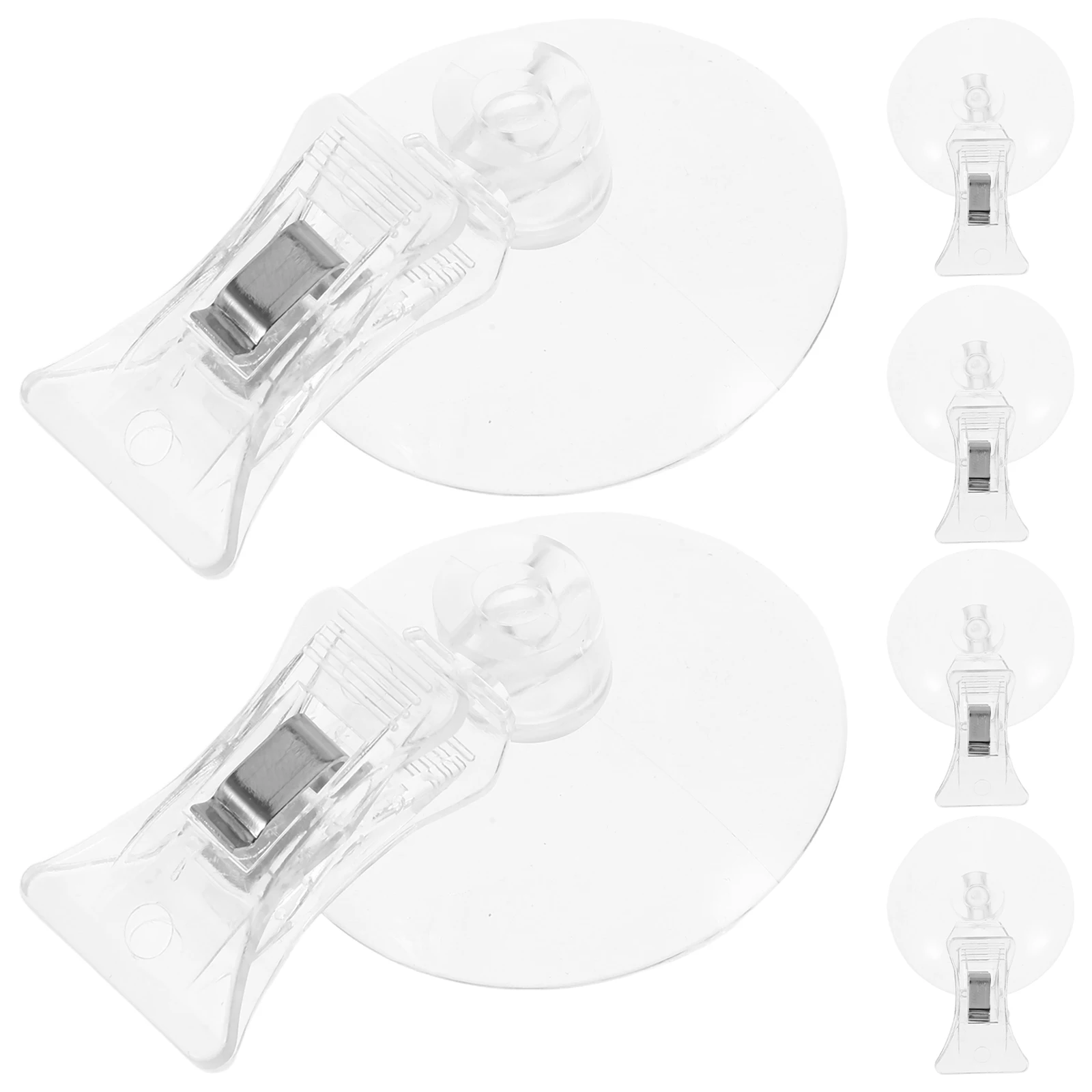 

6pcs Cup Clips Strong Suction Hooks For Glass Window Display Holders Retail Sign Clamps Plastic Suction Cup Hooks