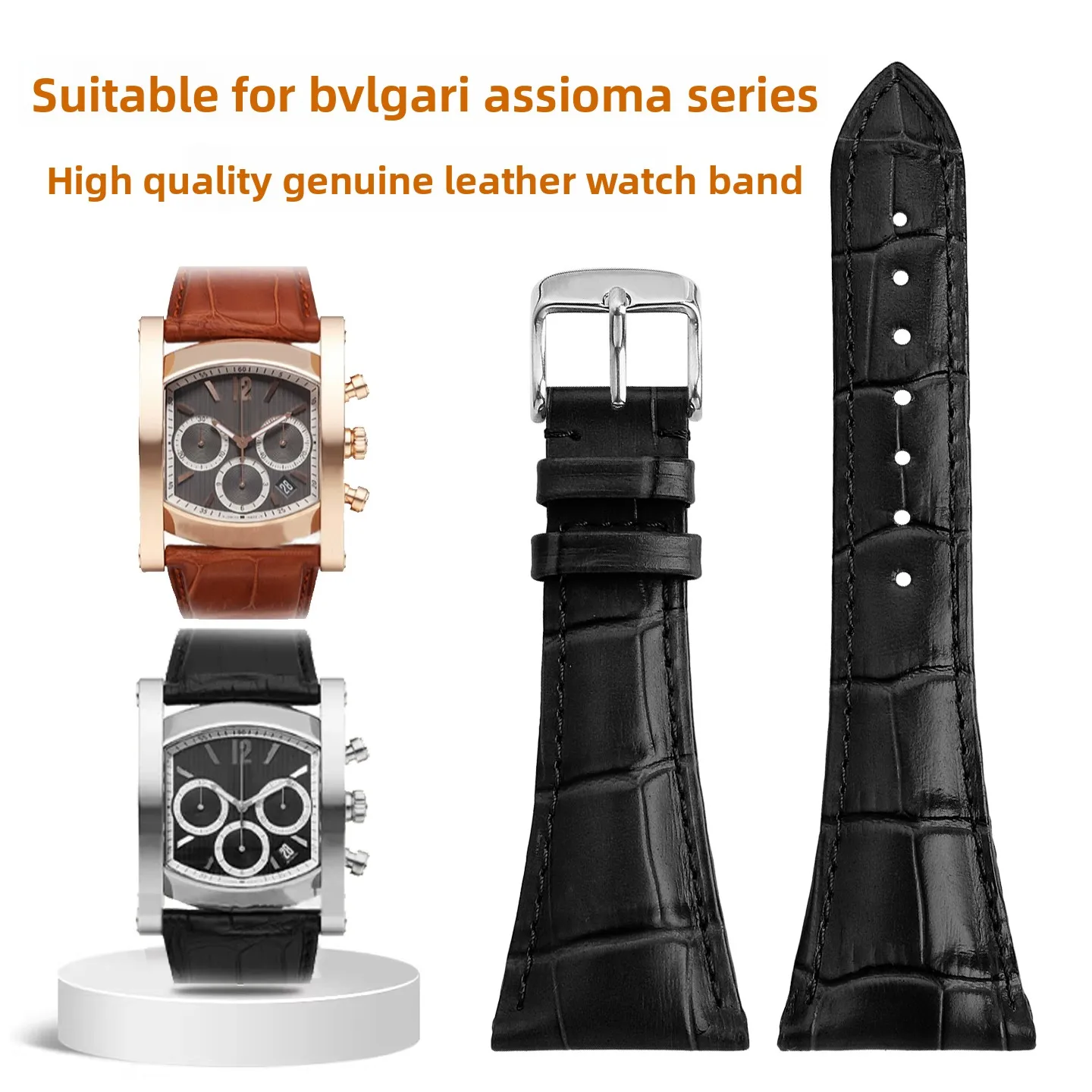 Suitable for Bulgari ASSIOMA Series Replacement Strap AA48C13GLDCH Alligator Leather Watch Strap