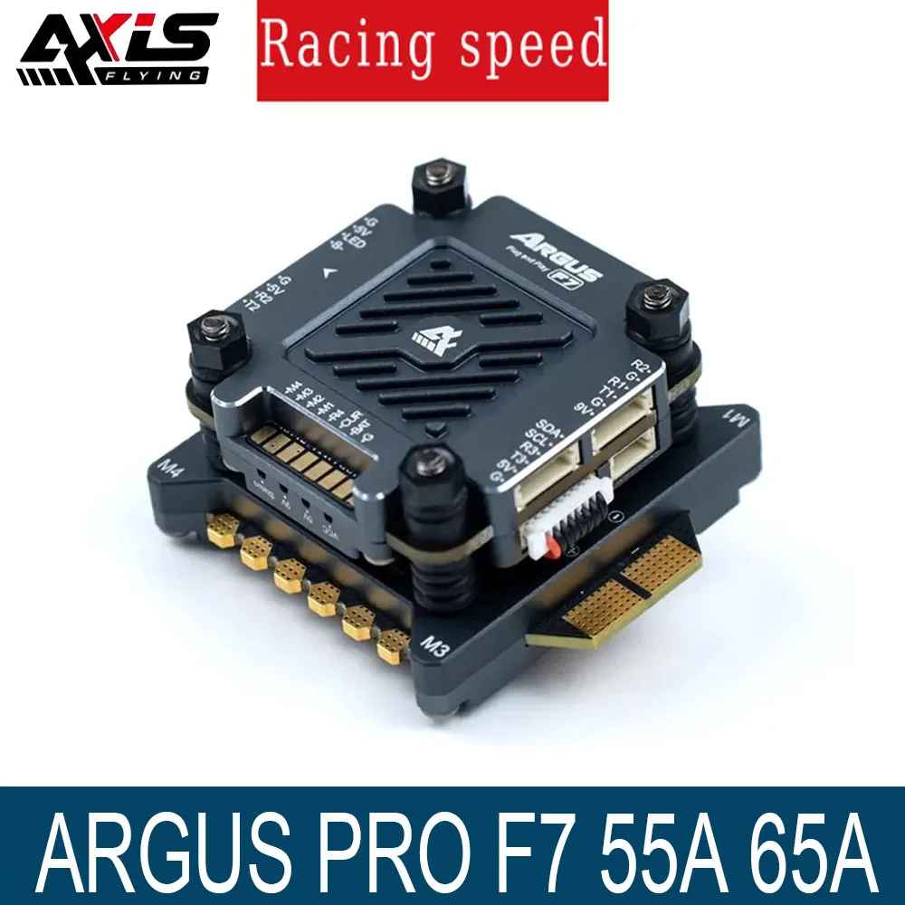 

AxisFlying Argus PRO Plug and Play STACK F722 Flight Controller 96K 55A / 65A BL32 4in1 ESC 3-6S 30X30mm for FPV Freestyle Drone