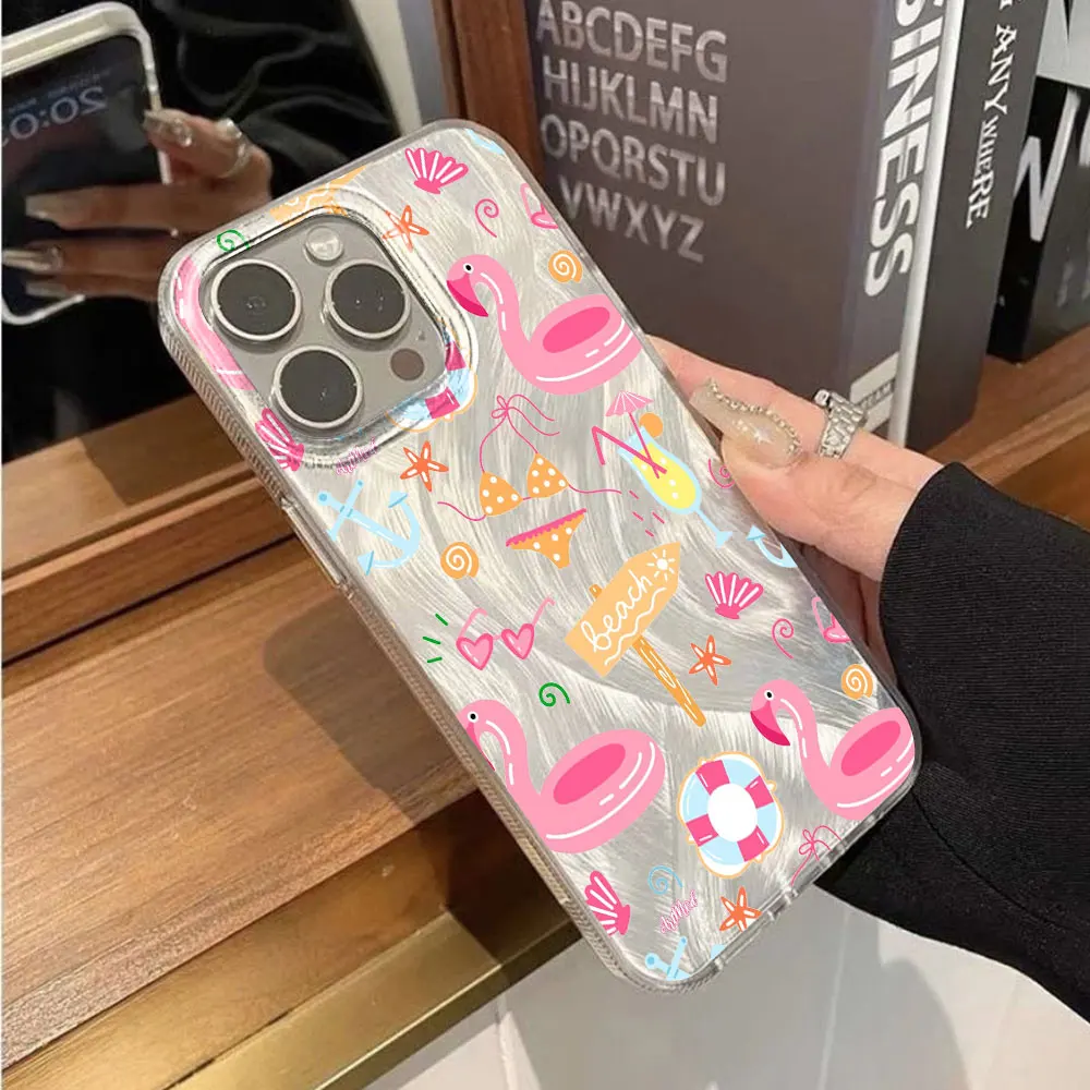 Leather Phone Cases For Samsung Galaxy S26 S25 Ultra  S24 S23 S21 S22 Plus FE A26 A36 A54 A56 A55 Cute Tropical Flamingo Cover