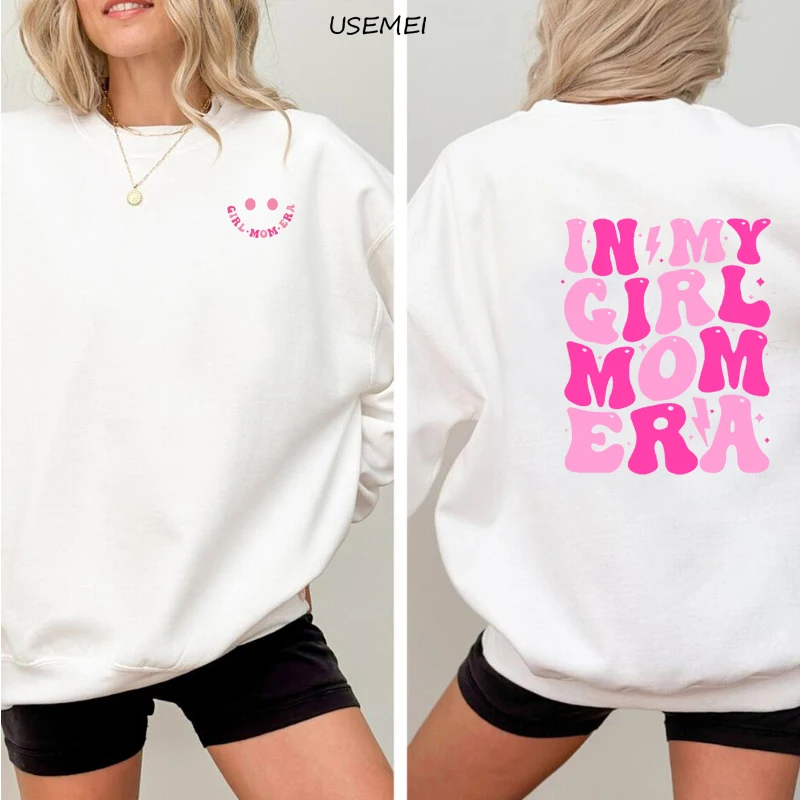 In My Girl Mom Era Crewneck Sweatshirt Women Pullover Girl Mom Mama Club Sweatshirts Spring Funny Clothes Gender Reveal