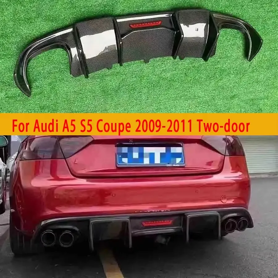 For Audi A5 S5 Coupe 2009-2011 1-door Carbon Fiber Car Rear Bumper Diffuser Rear Splitters Spoiler Back lip Car Accessories