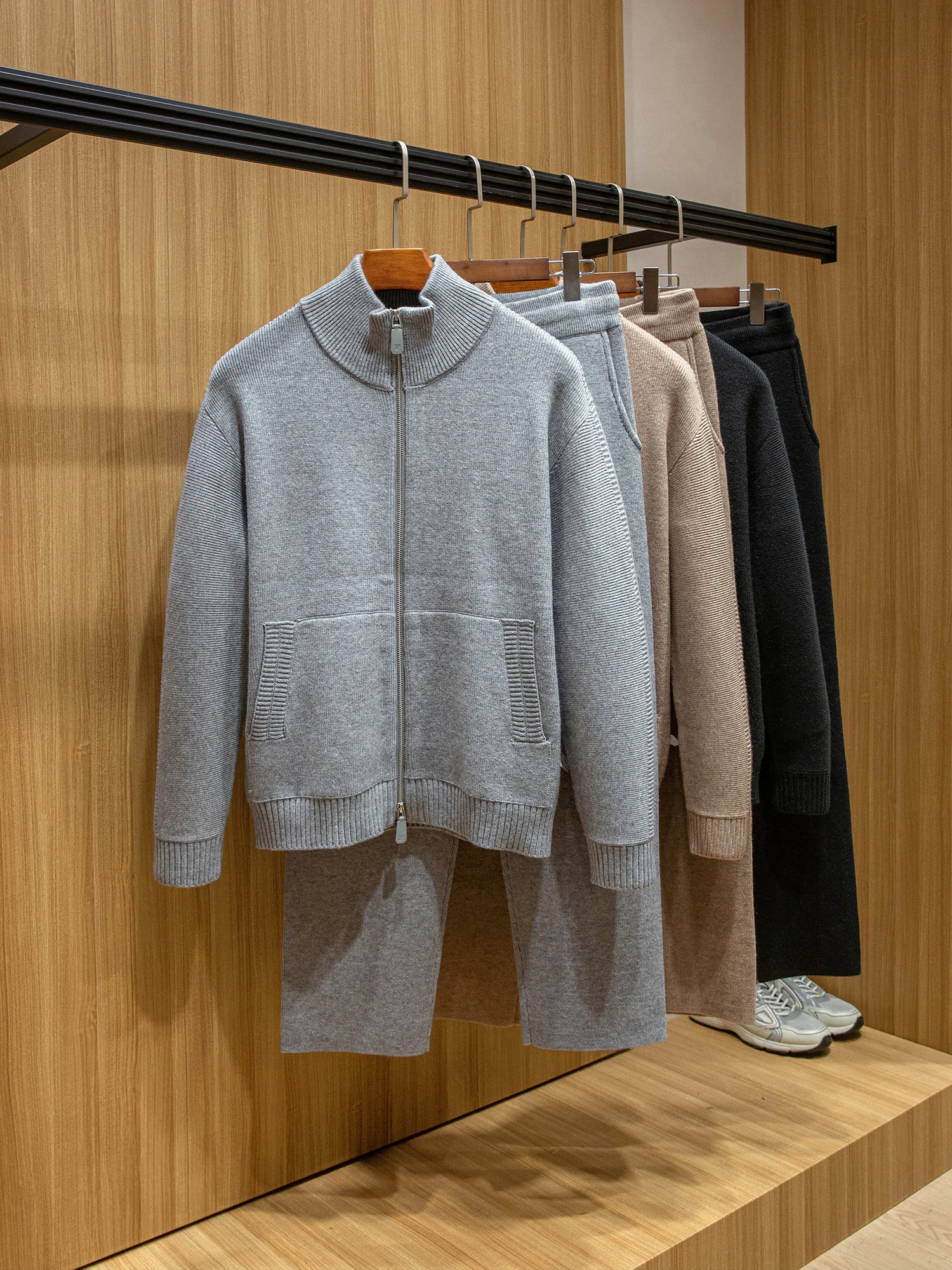 Men's Knitted Cardigan Sweater Woolen Coating Autumn Winter Faion Casual Long Sve Stand Collar Knitwear Outerwear