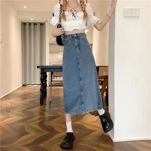 8 en çok satılan, saia midi jeans com crack №7