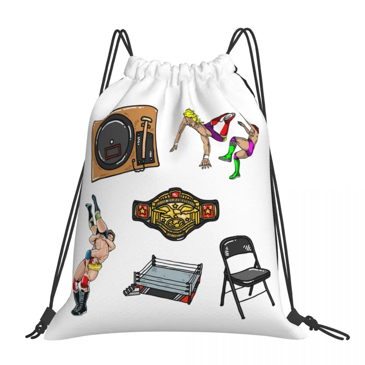 

Pro Wrestling Sticker Pack Pro Wrestling Backpacks Portable Drawstring Bundle Pocket Sports Bag Book Bags For Man Woman Students