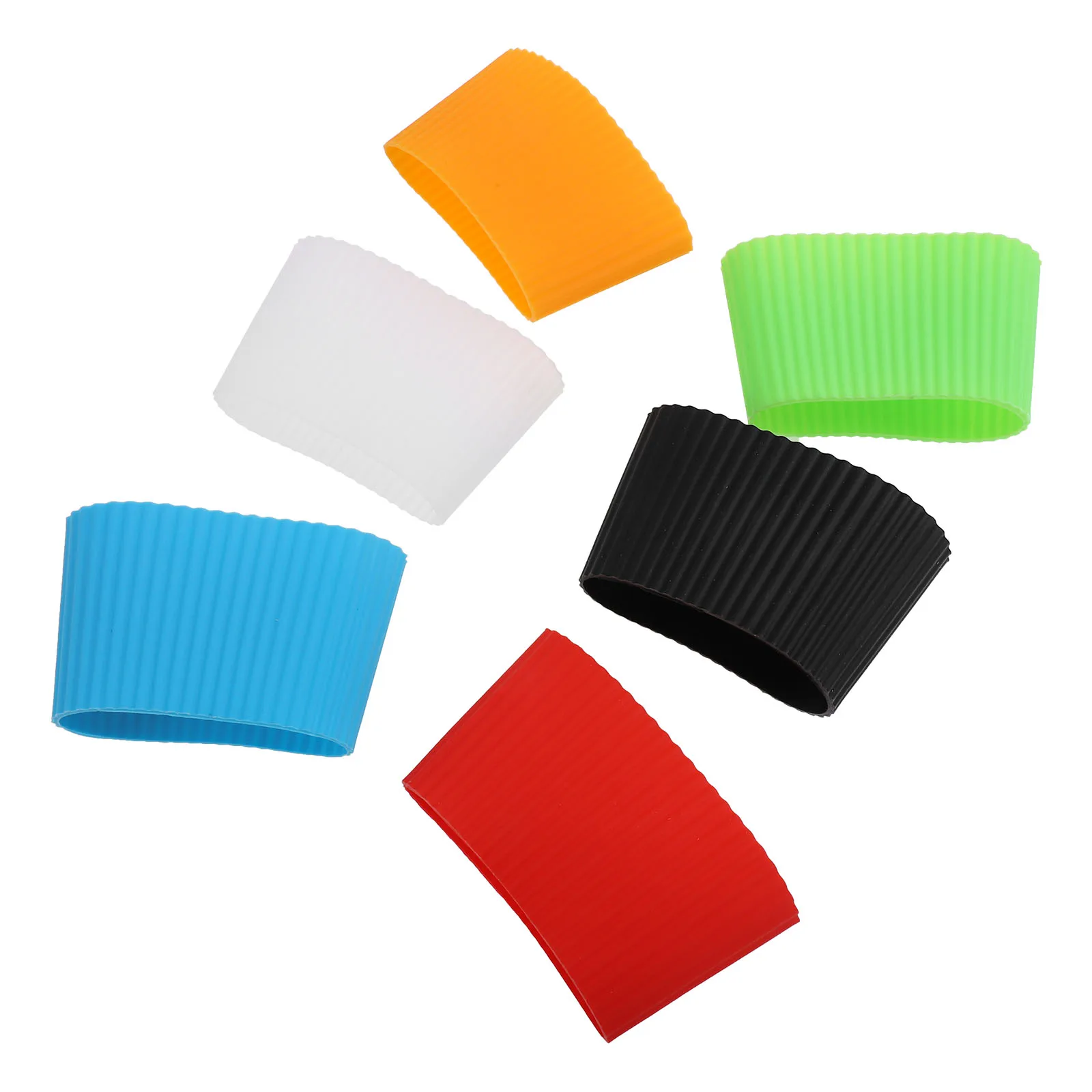 

6pcs Heat-insulated Cup Sleeves Glass Ceramic Paper Cups Silicone Bottle Cover Anti-scald Protective Hot Drink Sleeve White