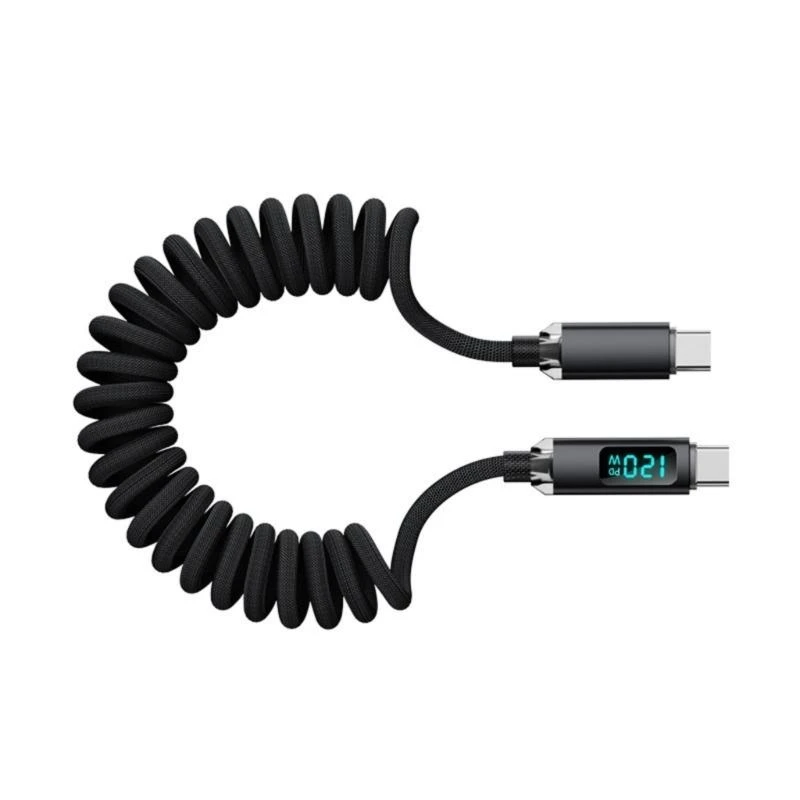 120W Rapidly USB C Cord With Spring Coil Technology Flexible Extension Cord
