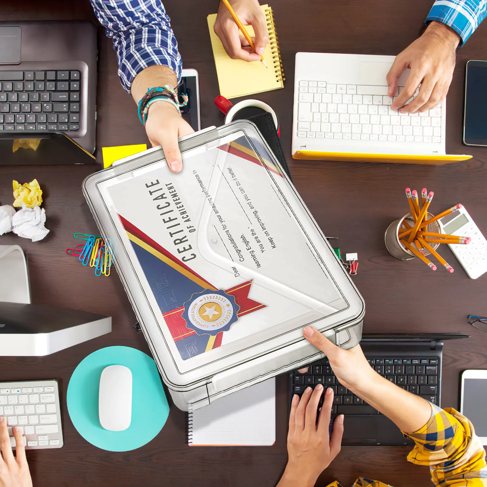 

Прозрачный пластиковый органайзер для документов: вместительный бокс для хранения сертификатов, бумаг, фотографий, материалов для скрапбукинга