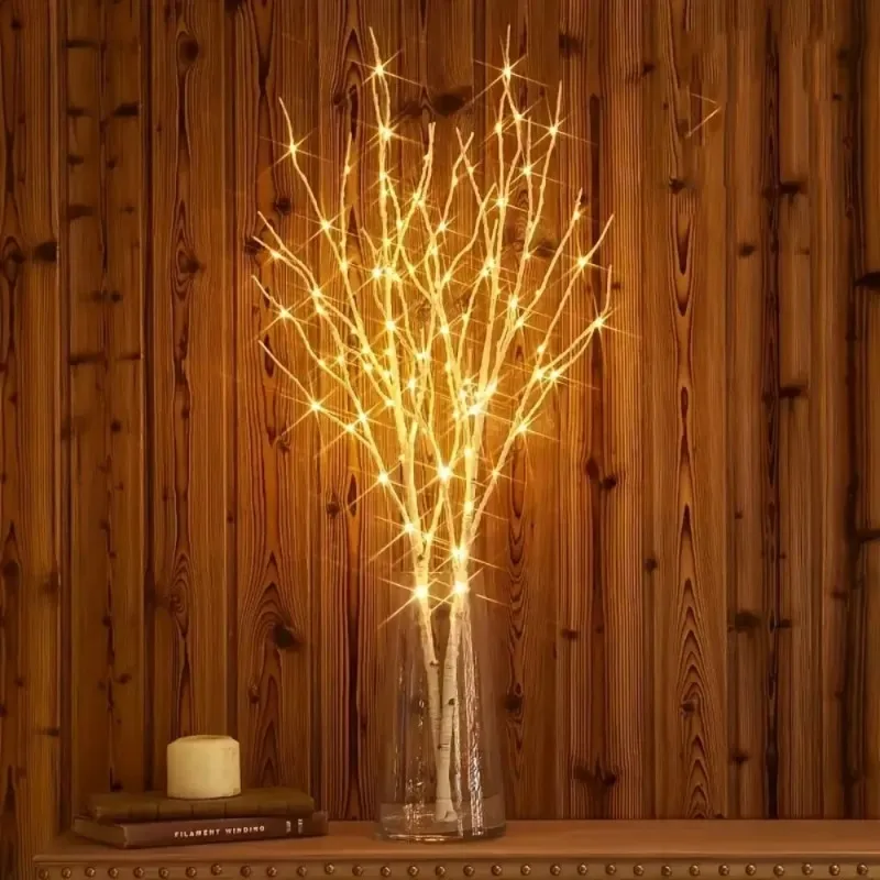 50LED 80CM Lighted Birch Tree Warm White LED Artificial Branch Tree Lights for Home Party Festival Christmas Easter Decor Lights
