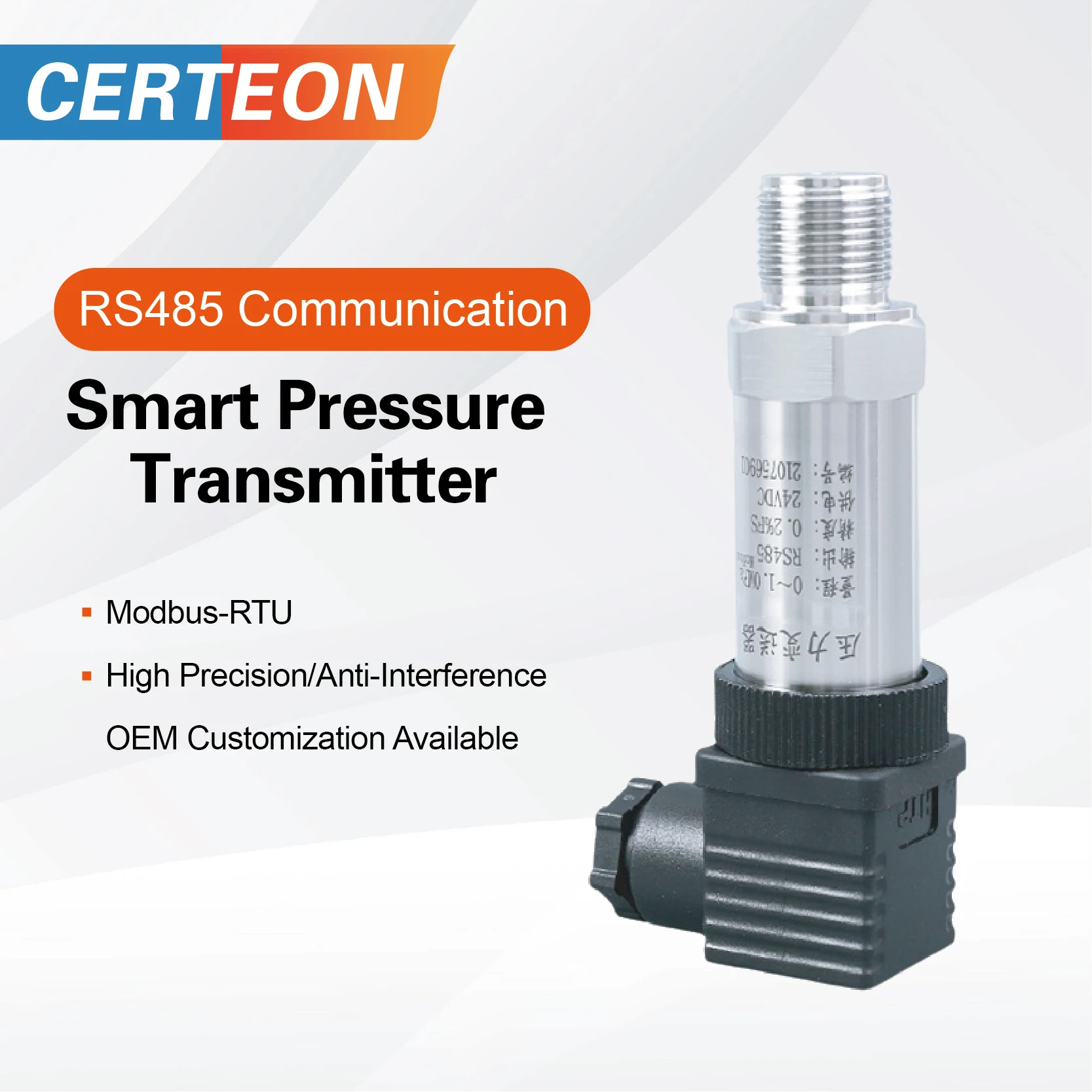 Hirschmann Connector Withi RS485 Modbus Pressure Transmitter High Accuracy Digital Pressure Sensor