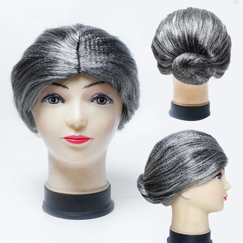 

Halloween Wig Stage Costume Cosplay Old Lady Wig Sketch Performance Grandpa and Grandma Wig