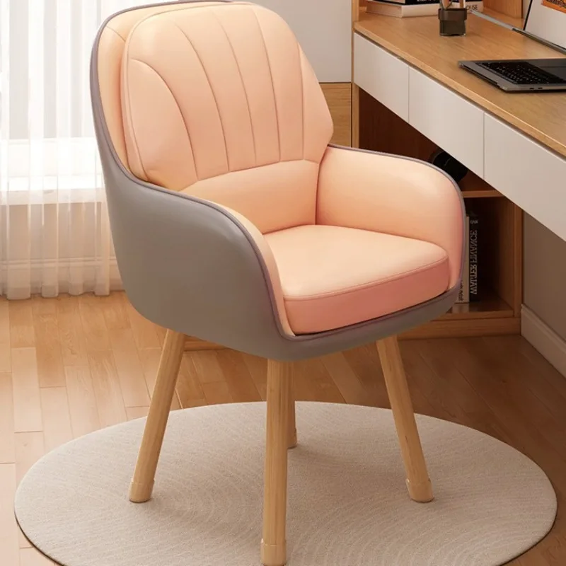 Bedroom Rotate Computer Chair Household Comfortable Solid Wood Makeup Chair Dormitory Student Learn Backrest Chair Office Stool