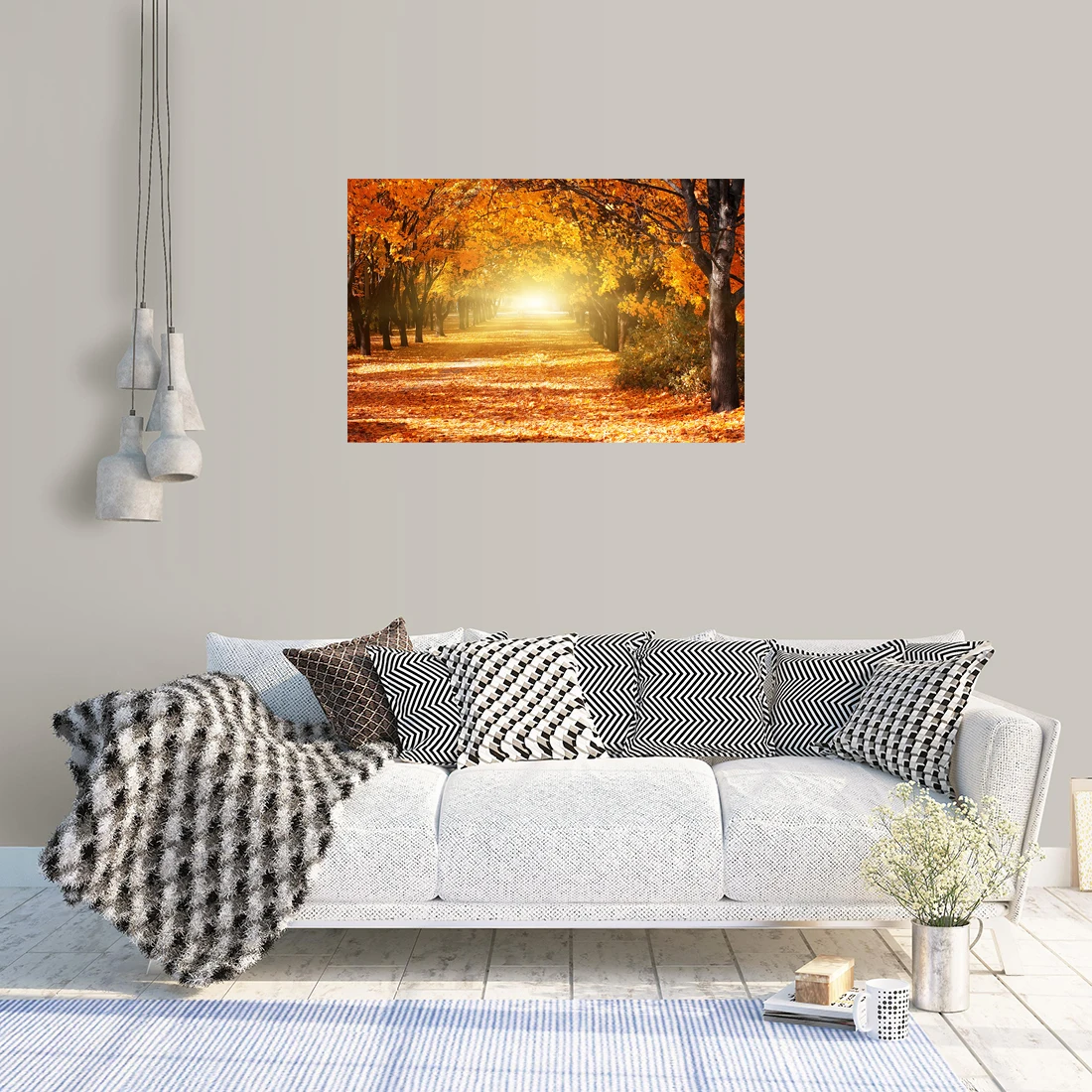 Three Ratels QL12 Beautiful autumn red maple landscape poster art home decoration wall sticker PVC waterproof self-adhesive