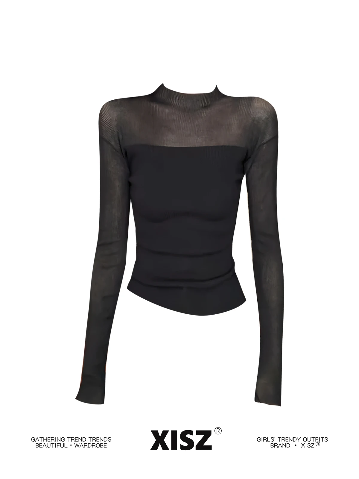 Women Black T-Shirt Korean Y2k Torn T-Shirt 90s Fashion Vintage Tee Top Long Sleeve Emo 2000s Aesthetic T Shirts 2025 Autumn